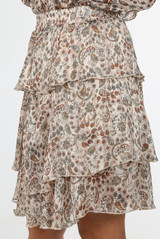 Floral Chiffon Top &  Elasticated Waist Mini Skirt Set