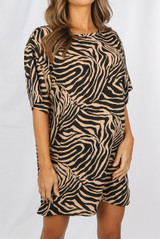 Zebra Print Oversize Tee Dress