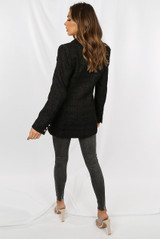 Black Threaded Double Breasted Coat