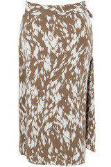Splash Print Belted Midi Skirt