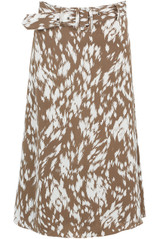 Splash Print Belted Midi Skirt