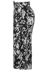 Splash Print Belted Midi Skirt