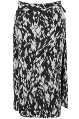 Splash Print Belted Midi Skirt