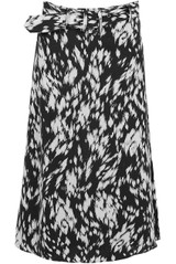 Splash Print Belted Midi Skirt
