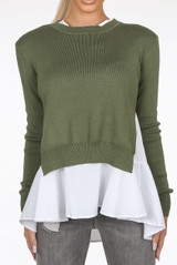 Back Slit Lined Peplum Hem Jumper 