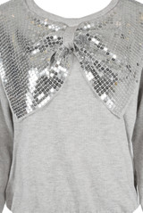 Sequin Bow Trim Round Neck Jumper
