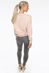 Sequin Bow Trim Round Neck Jumper