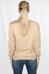 Sequin Bow Trim Round Neck Jumper