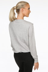 Sequin Bow Trim Round Neck Jumper