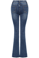 Blue Denim Ankle Slit Bell Bottom Jeans