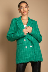 Double Breasted Tweed Longline Blazer