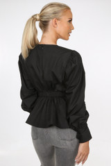 Ruched Elasticated Waist Round Neck Blouse