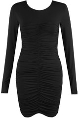 Ruched Round Neck Mini Dress