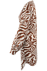 Zebra Print Low Neck Wrap Up Dress