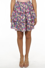 Floral Elasticated Waist Tier Mini Skirt