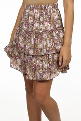 Floral Elasticated Waist Tier Mini Skirt