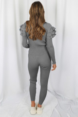 Ribbed Fine Knit Ruffle Jumper & Legging Set 