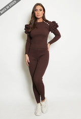 Ribbed Fine Knit Ruffle Jumper & Legging Set 