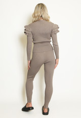 Ribbed Fine Knit Ruffle Jumper & Legging Set 