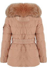 Quilted Natural Fur Puffer Jackets