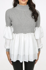 Ribbed High Neck Peplum Jumper - 4 Colours