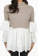 Ribbed High Neck Peplum Jumper - 4 Colours