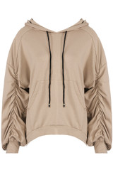 Ruched Sleeve Hooded Sweatshirt - 7 Colours