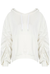 Ruched Sleeve Hooded Sweatshirt - 7 Colours