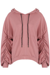 Ruched Sleeve Hooded Sweatshirt - 7 Colours