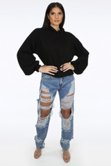 Ruched Sleeve Hooded Sweatshirt - 7 Colours