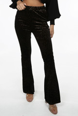 Foil Animal Print Flared Trouser