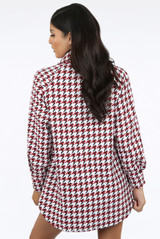 Oversized Dog Tooth Print Shacket