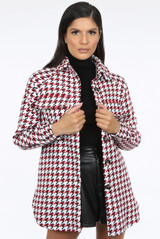 Oversized Dog Tooth Print Shacket