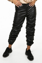Ruched Side PU Joggers