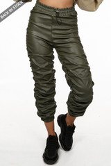 Ruched Side PU Joggers