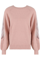 Embellished Fishnet Sleeve Jumper