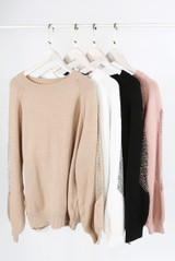 Embellished Fishnet Sleeve Jumper