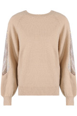 Embellished Fishnet Sleeve Jumper