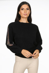 Embellished Fishnet Sleeve Jumper