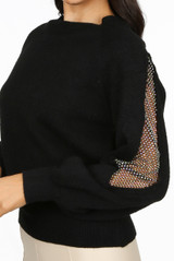 Embellished Fishnet Sleeve Jumper