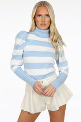 Striped Print High Neck Jumper