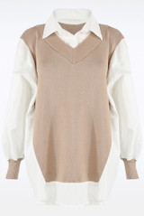 Shirt With V Neck Tabard Knit