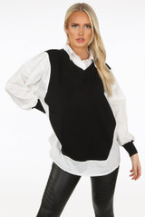 Shirt With V Neck Tabard Knit