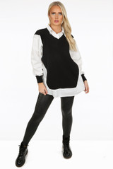Shirt With V Neck Tabard Knit