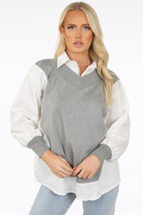Shirt With V Neck Tabard Knit