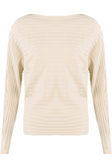 Wide Neck Ribbed Knit Jumper