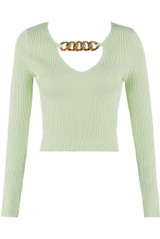 Ribbed Knit Jumper With Chain