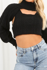 Cable Knit Arm Warmer With Detachable Vest Tops