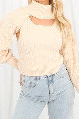 Cable Knit Arm Warmer With Detachable Vest Tops