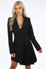 Pleated Hem Tailored Blazer Dress
